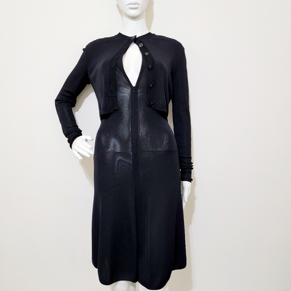 90s Gianni Versace Black 2-Piece Dress And Sweater Set